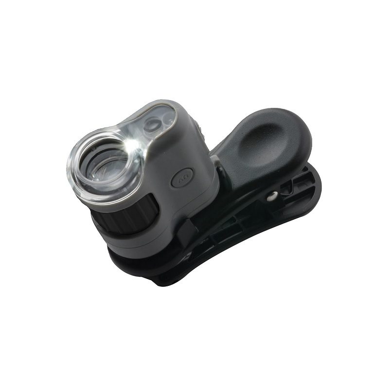 Carson MM-380 MicroMini 20x LED Lighted Pocket Microscope with Built-in LED and UV Flashlight and Universal Smartphone Digi scoping Adapter Clip