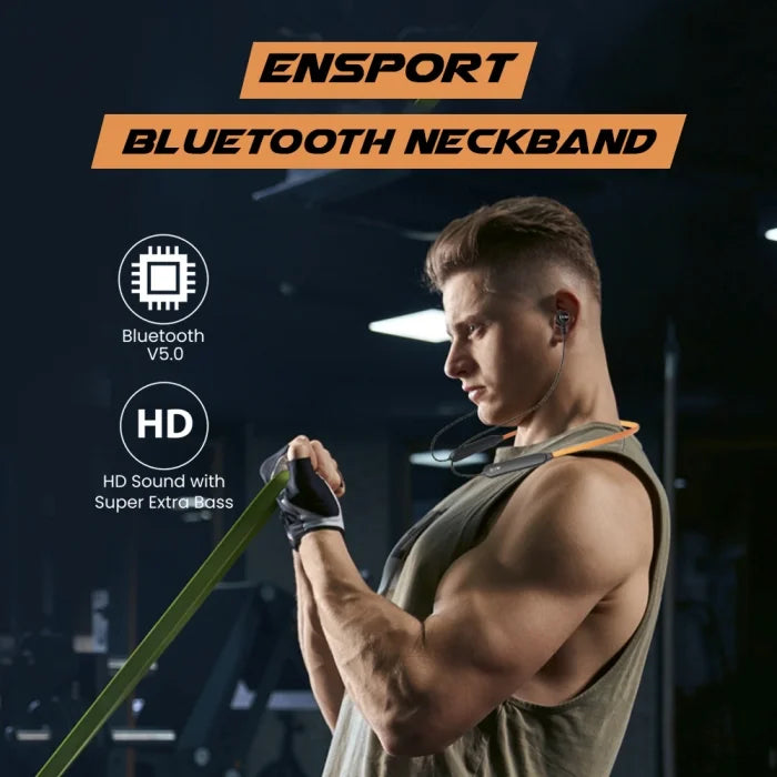 EVM Ensport EVM-NB-027 Bluetooth neckband with A2DP Audio Technology, CVC Noise Cancellation Technology (Black & Brown)