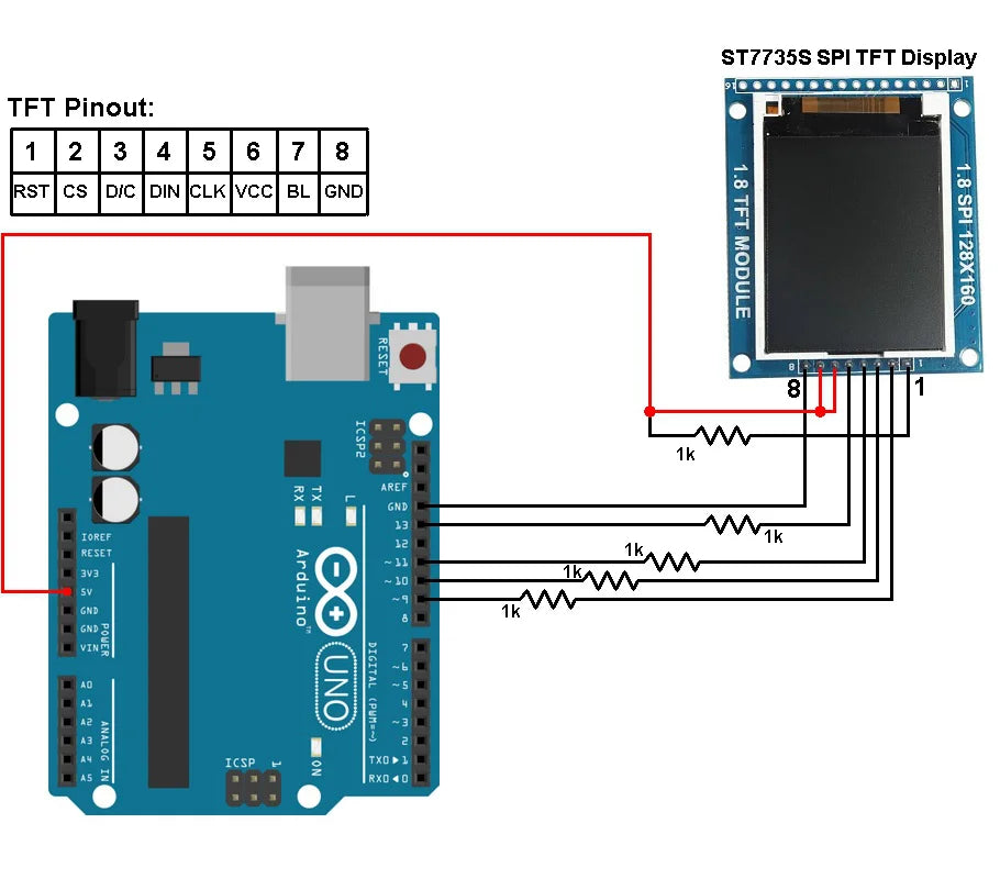 Blue 1.8 Inch ST7735 TFT LCD Module with 4 IO 128*160