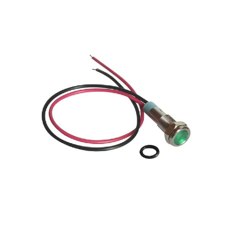 Green 10-24V 6mm LED Metal Indicator Light with 15CM Cable