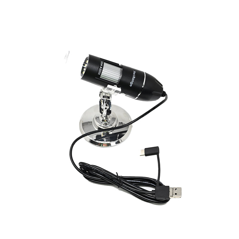 Pro-Range 3in1 1600X 8LED USB Microscope Camera Endoscope with stand Type-c Electronic Magnifier Endoscope (Premium Quality)