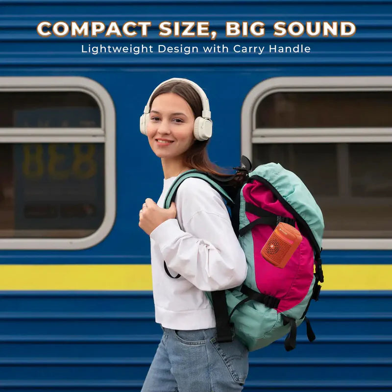 LAPCARE Tiffin 10W 5.3 Bluetooth Speaker with 76 mm Drivers,Loud Sound & Robust Bass, 10H Playtime, 1200mah Battery, Wireless Stereo Pairing, Portable Speaker for Home/Outdoor/Travel Orange