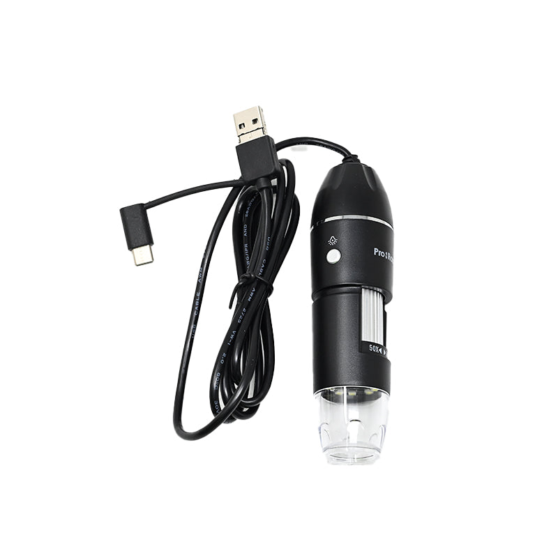 Pro-Range 3in1 1600X 8LED USB Microscope Camera Endoscope with stand Type-c Electronic Magnifier Endoscope (Premium Quality)