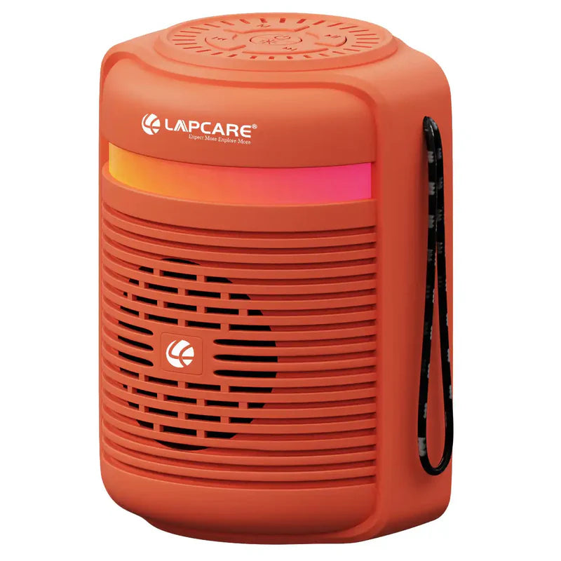 LAPCARE Tiffin 10W 5.3 Bluetooth Speaker with 76 mm Drivers,Loud Sound & Robust Bass, 10H Playtime, 1200mah Battery, Wireless Stereo Pairing, Portable Speaker for Home/Outdoor/Travel Orange