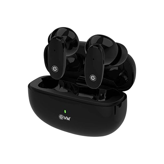 EVM EnBuds Pro TWS - 44 Hours Playtime - True Wireless Earbuds with ENC & Quad Mics - Type C Charging Port - 13mm Speakers, 500 mAh Battery & BT 5.3-1 Year Warranty (EVM-TWS-05-P)