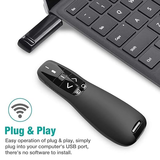 rts 2023-2024 Wireless Presenter Laser Power Point PPT Presenter Slide Changer Controller with USB Receiver for Mac/Computer/Laptop Windows Mac PC Presentation Clicker for Keynote/PPT/Google Slides