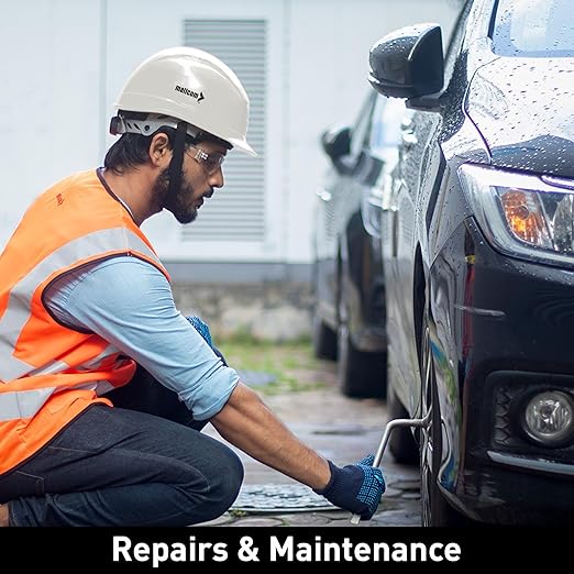 Mallcom Diamond XIII White Ventilated Sturdy UV Resistant HDPE Safety Helmet with Plastic Suspension and Ratchet Type Adjustment|Safety Helmet for Industrial & Construction (Pack of 1) (White)