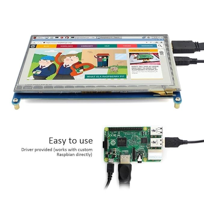 REES52 Raspberry Pi 7 Inch Capacitive Touch Screen LCD(C) HDMI Interface Display HDMI Display Monitor 7-inch 800x480 HD TFT LCD with Touch Screen for Raspberry Pi B+/2B / 3B/4B