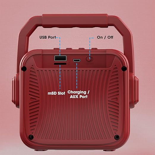 ZEBRONICS Zeb-County 2 Portable Wireless Speaker Supporting Bluetooth v5.0, FM Radio, Call Function, Built-in Rechargeable Battery, USB/Micro SD Card Slot, 3.5mm AUX Input, TWS (Red)