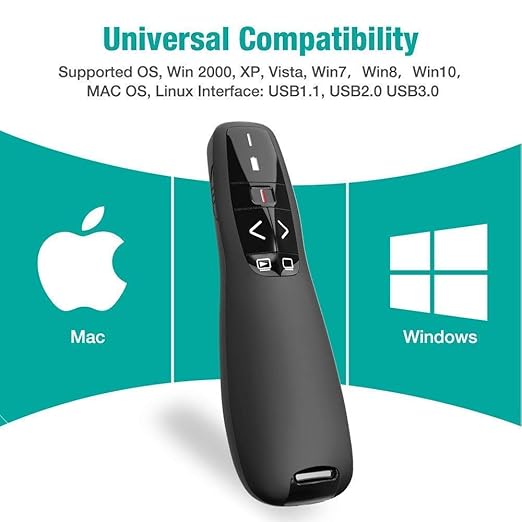 rts 2023-2024 Wireless Presenter Laser Power Point PPT Presenter Slide Changer Controller with USB Receiver for Mac/Computer/Laptop Windows Mac PC Presentation Clicker for Keynote/PPT/Google Slides