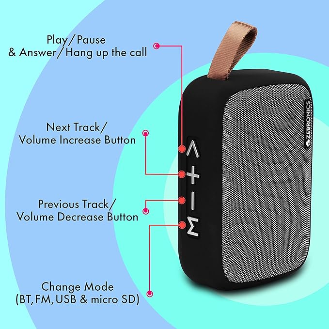 ZEBRONICS Zeb-Delight 3 Watt Wireless Bluetooth Portable Speaker (Gray)