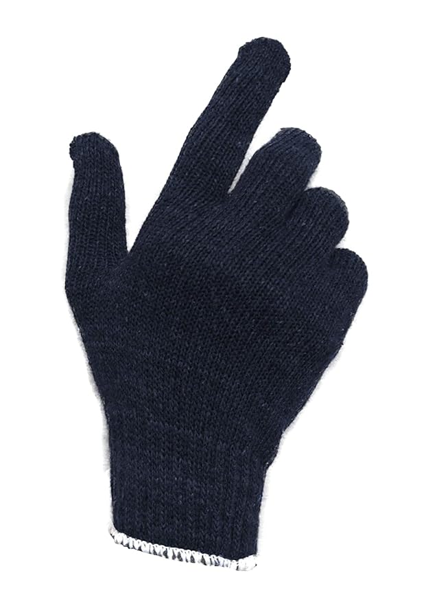 Solance Unisex Reusable Washable Knitted Cotton Safety Hand Gloves Free Size (Pack Of 10) Blue