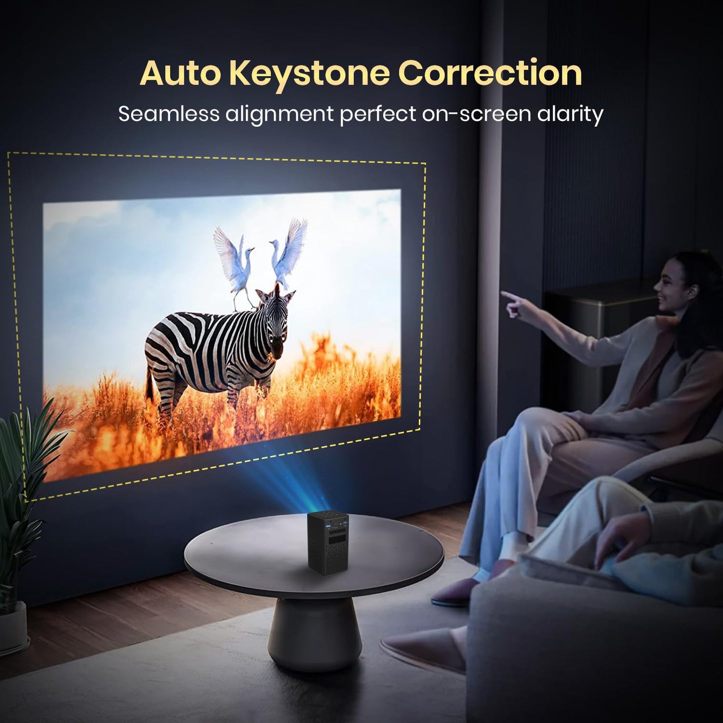 Portronics Pico 13 Rechargeable Smart Projector with Android Based OS, 4K Support, Streaming Apps (Netflix, Prime Video, Hotstar), 3500 Lumens, Keystone Correction, 10 W Speaker, Wi-fi, Bluetooth