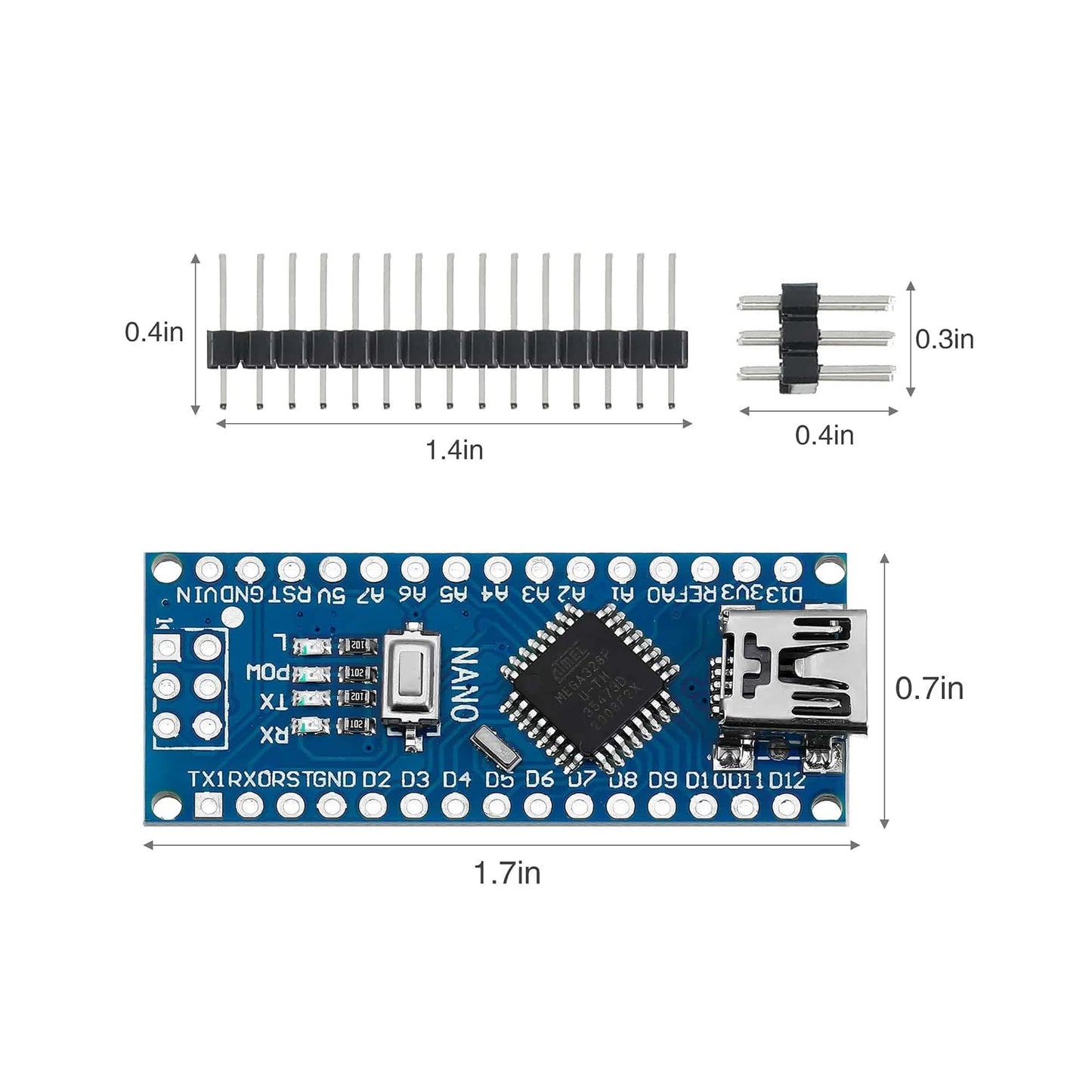 Nano Board R3 with CH340 Chip Mini-USB Port compatible with Arduino (Unsoldered) Rated 4.58 out of 5 based on 26customer ratings (26 customer reviews)
