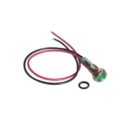 Green 3-9V 6mm LED Metal Indicator Light with 15CM Cable