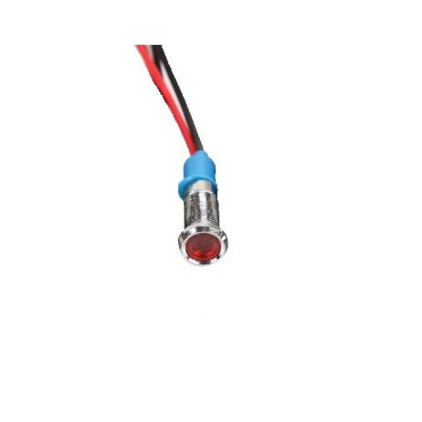 Red 10-24V 6mm LED Metal Indicator Light with 15CM Cable