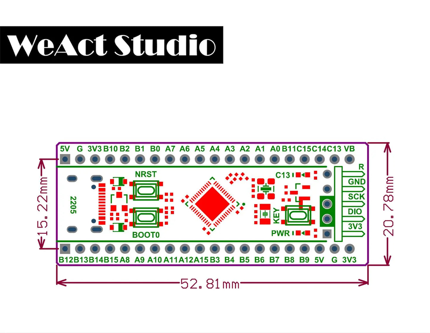 WeAct Studio BlackPill STM32F411CEU6 F411 25M HSE Core Learning Board Micropython Development