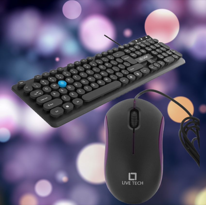 EVM WDK-315 Wired Keyboard Wired USB Desktop Keyboard and LIVE TECH Wired Optical Mouse Combo Set
