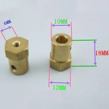 6mm Hex coupling for Robot Smart Car Wheel 18mm Length