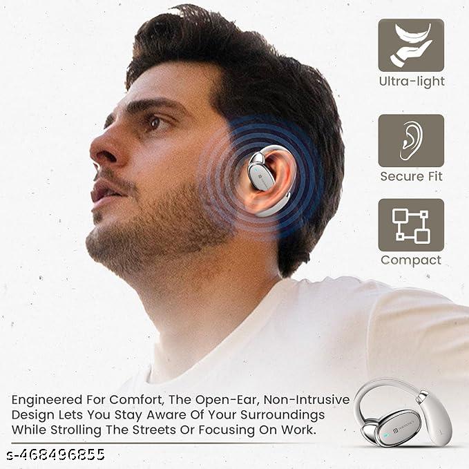 Over Ear Smart Earbuds with HD Mic, Secure & Flexible Earhook Bluetooth (Beige, In the Ear)