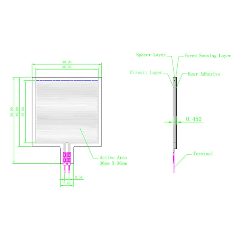Force Sensitive Resistor RP-S40-ST (10g-20kg)