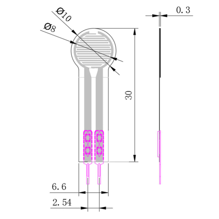 Force Sensitive Resistor RP-C10-LT (20g-3kg)