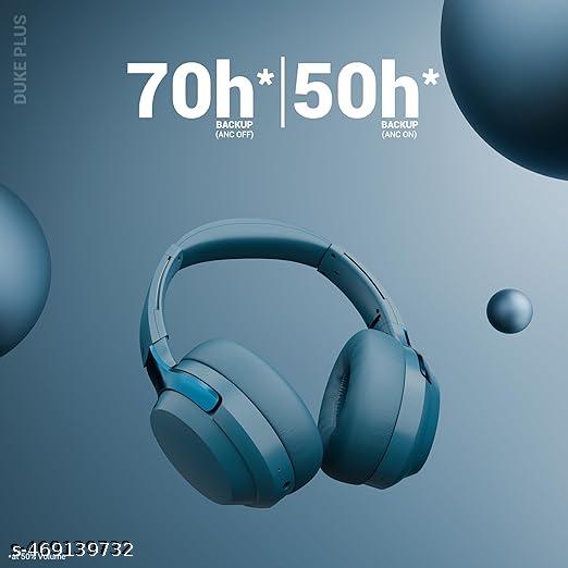 Wireless Over Ear Headphone with ANC, ENC, Gaming Mode, Dual Pairing, Rapid Charge, Upto 70* Hours Backup, Bluetooth v5.4, AUX, Comfortable Earcushion, Deep Bass (Blue
