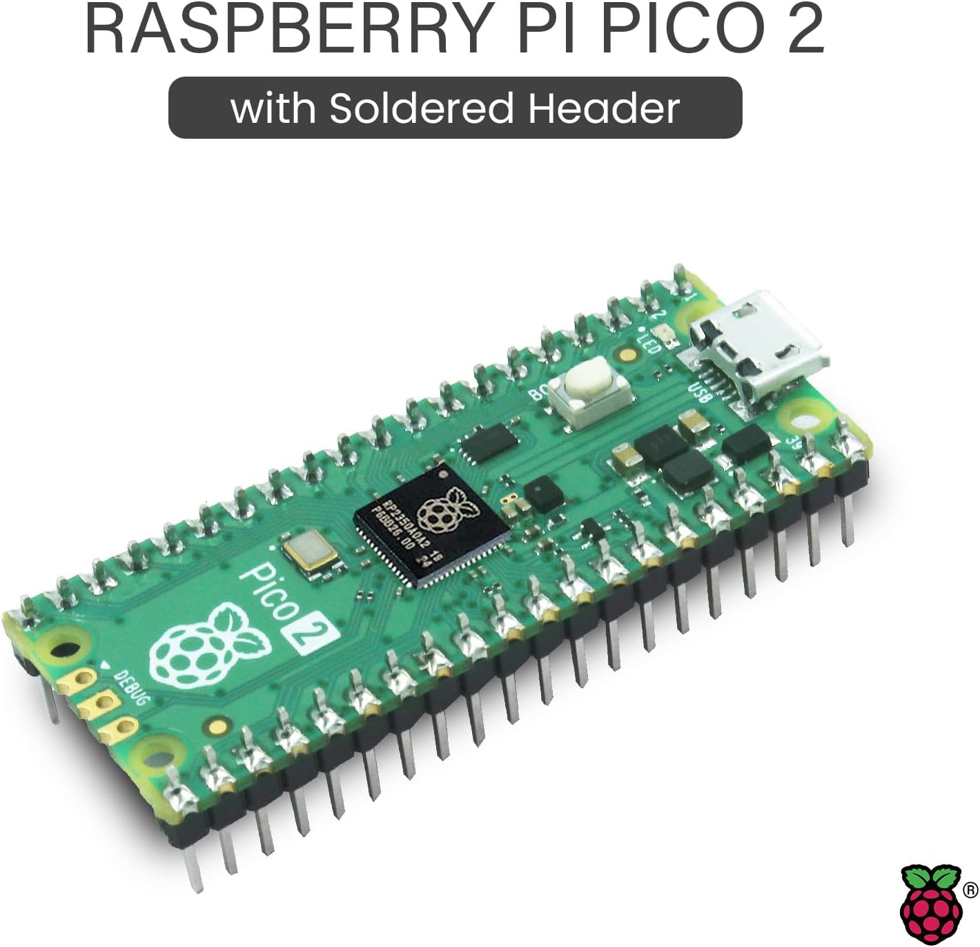Raspberry PI PICO H (with Soldered Headers)