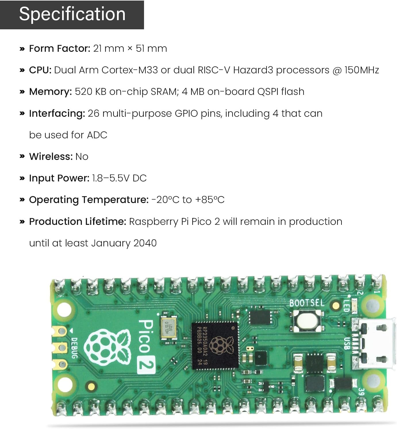 Raspberry PI PICO H (with Soldered Headers)