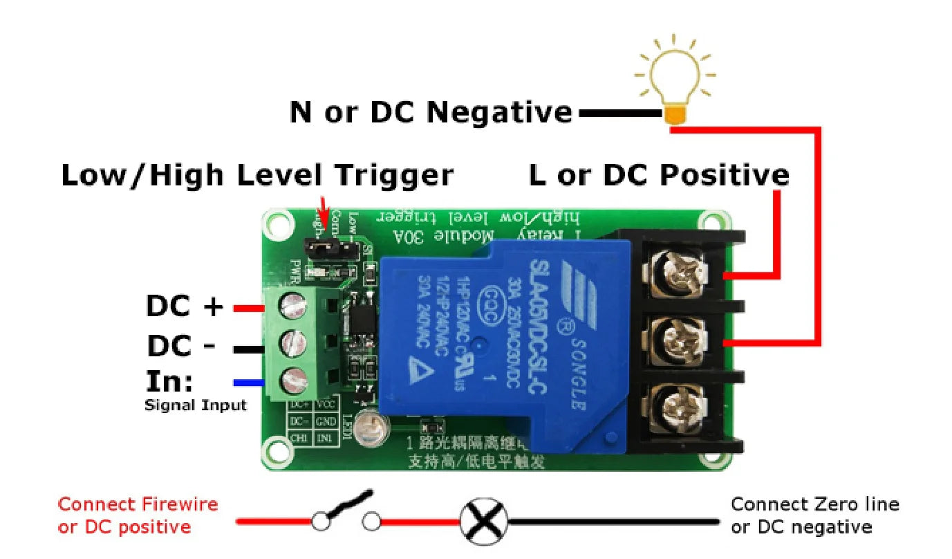 1 Channel Relay Module, 30A with Optocoupler, Isolation 12V Supports, High and Low Triger