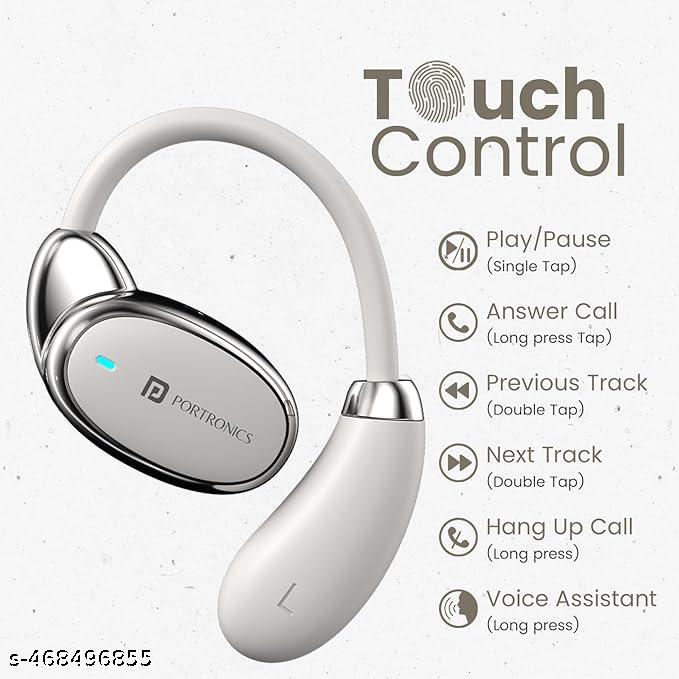 Over Ear Smart Earbuds with HD Mic, Secure & Flexible Earhook Bluetooth (Beige, In the Ear)