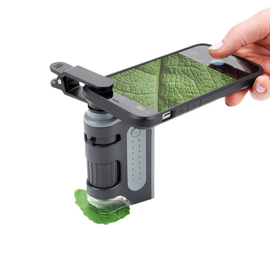 Carson MM-350 MicroBrite Pro 60x-120x LED Lighted Pocket Microscope with Aspheric Lens System and Smartphone Digi scoping Clip