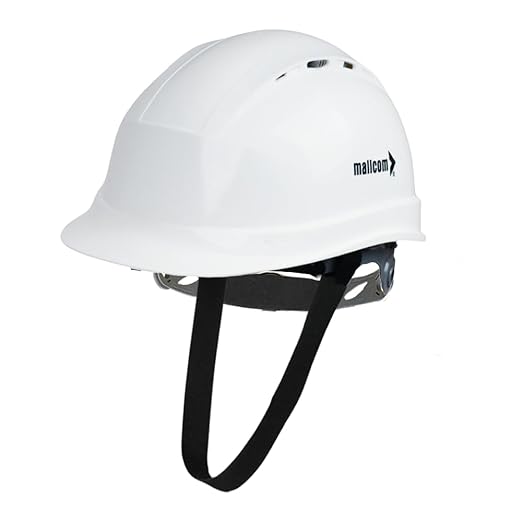Mallcom Diamond XIII White Ventilated Sturdy UV Resistant HDPE Safety Helmet with Plastic Suspension and Ratchet Type Adjustment|Safety Helmet for Industrial & Construction (Pack of 1) (White)