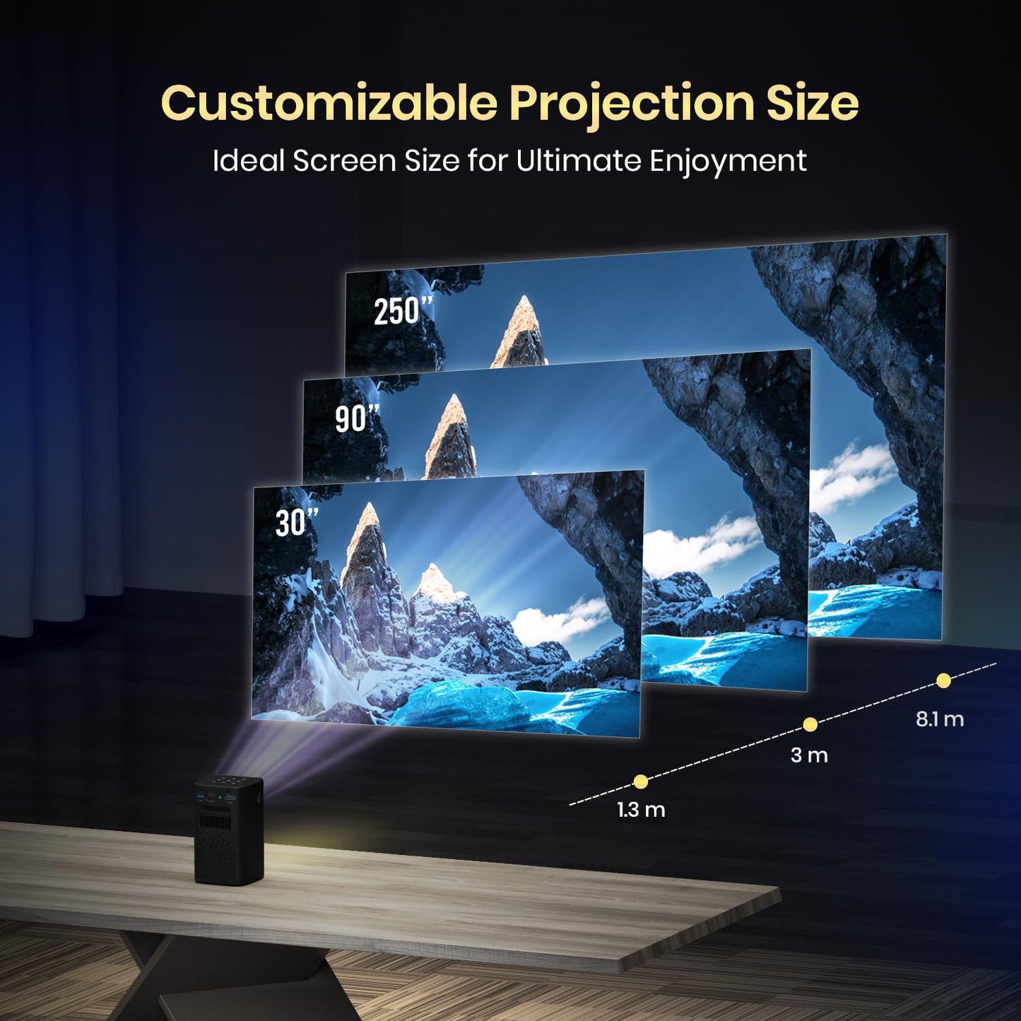 Portronics Pico 13 Rechargeable Smart Projector with Android Based OS, 4K Support, Streaming Apps (Netflix, Prime Video, Hotstar), 3500 Lumens, Keystone Correction, 10 W Speaker, Wi-fi, Bluetooth