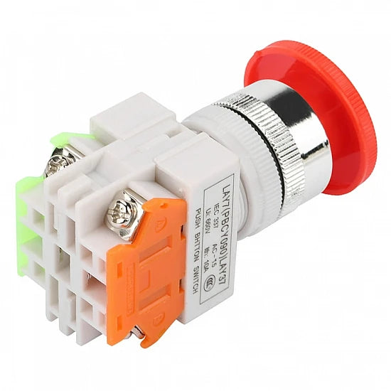 Red Mushroom Cap LAY37-, 11ZS 1NO 1NC DPST, Emergency Stop Push, Button Switch AC 690V 10A, Switch Equipment Lift, Elevator Latching Self Lock