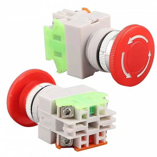 Red Mushroom Cap LAY37-, 11ZS 1NO 1NC DPST, Emergency Stop Push, Button Switch AC 690V 10A, Switch Equipment Lift, Elevator Latching Self Lock